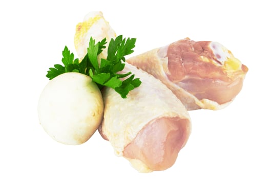 Chicken legs on white photo