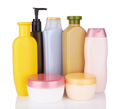 cosmetic products on white photo