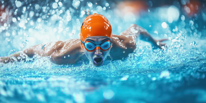 Focused swimmer in action photo