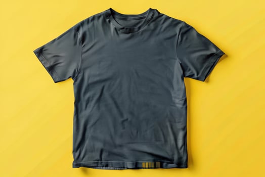 A gray t - shirt mockup on a yellow background photo