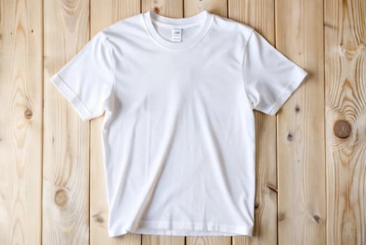 White t - shirt on wooden background photo