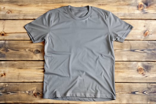 A gray t - shirt on a wooden background photo