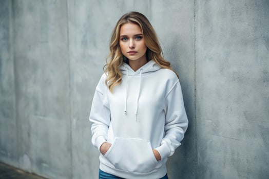 Stylish White Hoodie Mockup for Young Girls photo