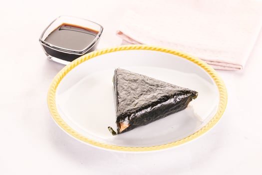 Japanese traditional onigiri with fish photo