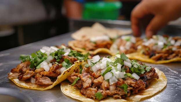 Street tacos with pork from Cancun, Mexico. photo