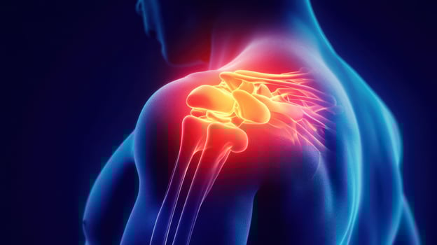 Medical Diagram Highlighting Shoulder Pain photo