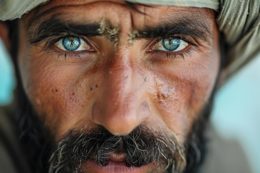 Close up of afghan man with blue eyes and a turban photo