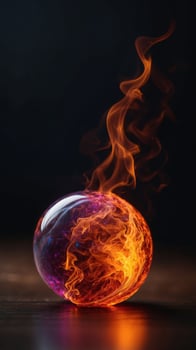 A colorful fire ball on a black background. photo