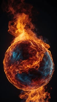 A colorful fire ball on a black background. photo