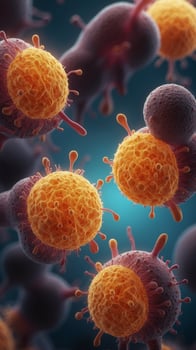 Microscopic view of a cell dividing showing cell division and regeneration. photo