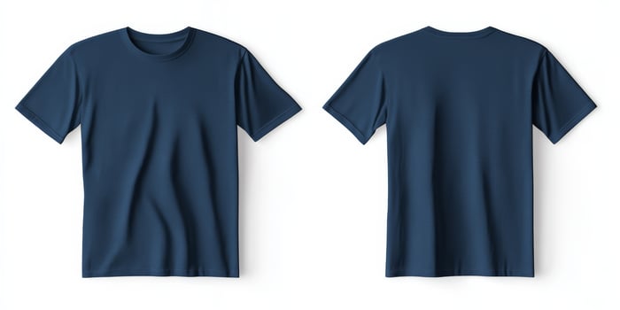 This stylish navy blue tshirt mockup effectively showcases both the front and back views, making it ideal for casual wear, versatile design templates, as well as promotional retail advertisements photo