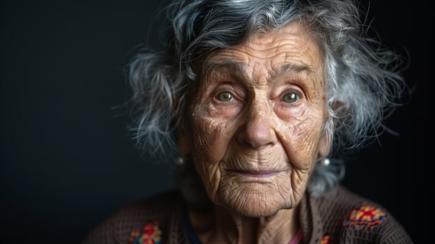 banner portrait of an elderly woman with gray hair photo