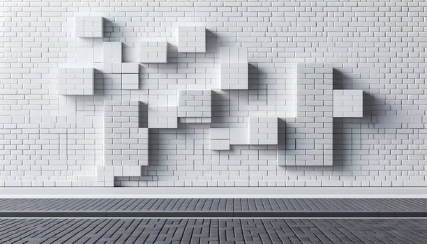 White Wall Texture Background with Bricks. Suitable for Product Presentation Backdrop, Display, and Mock up. photo