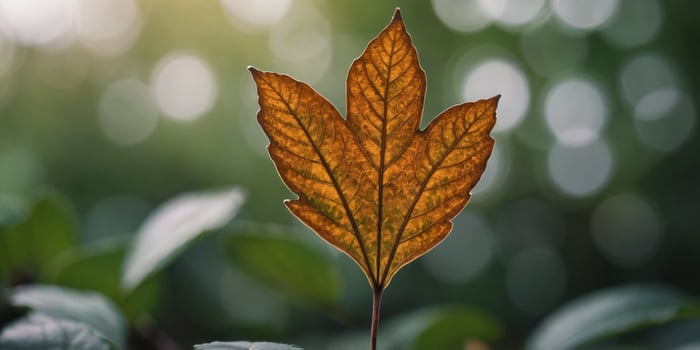 A leaf with a brown tip is shown in a close up. photo