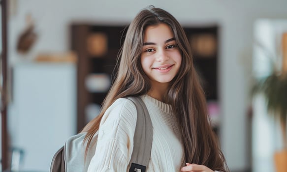 girl student with her smile photo
