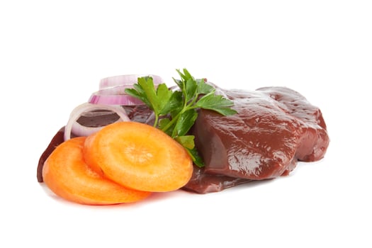 raw liver on white photo