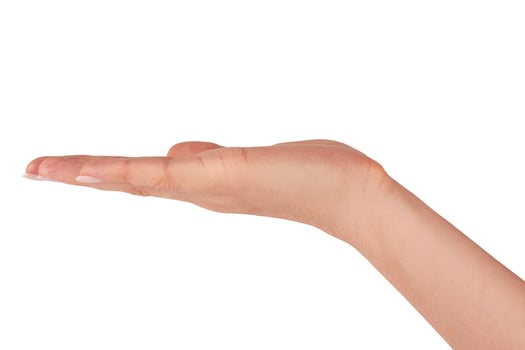 Empty hand on white photo