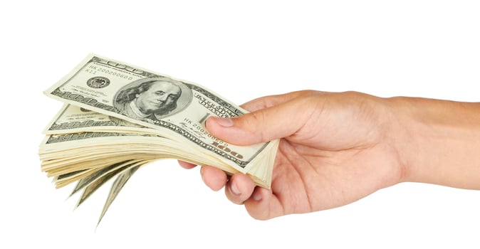 dollar bills on white photo