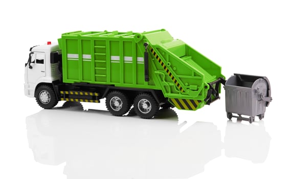 Garbage truck on white photo