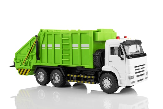 Garbage truck on white photo