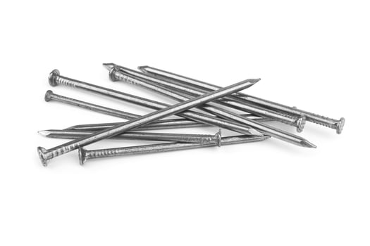 metal nails on white photo