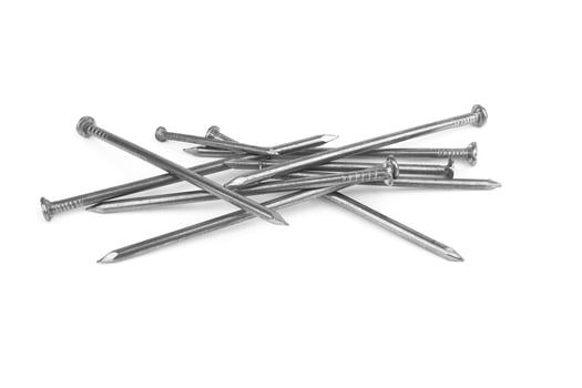 metal nails on white photo