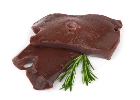 Liver fillet on white photo