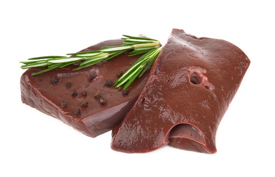 Liver fillet on white photo