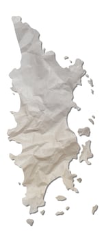 Phuket island map paper texture cut out on white background. photo