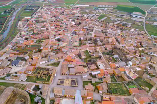 Aerial drone view of the town of San Pedro de Latarce, Valladolid. Spain photo