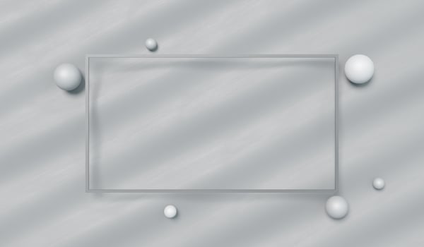 Square frame on fabric background. Abstract fashion wallpaper. Modern minimalist composition with silk curtains, woven fabric and square frames. 3D illustration. photo