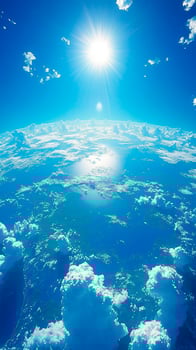 The sun shines over the earth from space photo