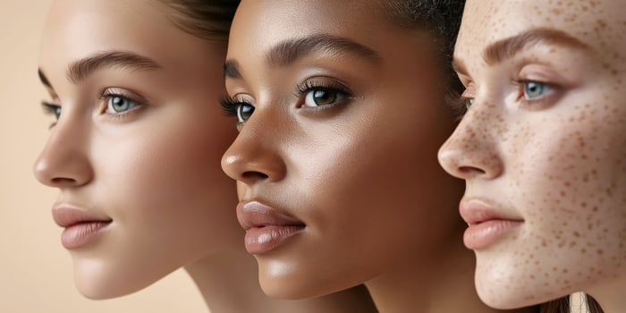 Diverse beauty natural skin tones and features in modern portrait photography photo