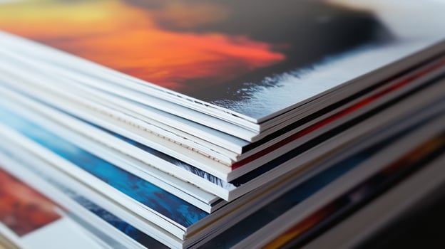 Printed brochures featuring saddle stitching photo
