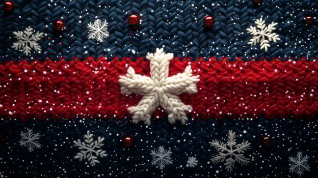 Textured knit pattern in red, black, and white colors perfect for winter garments photo