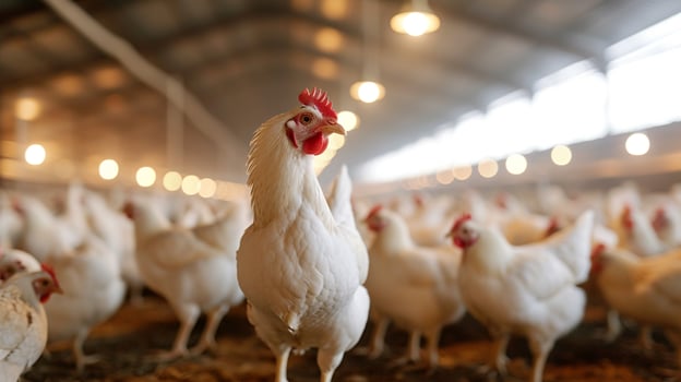 close up chicken in Poultry farming photo