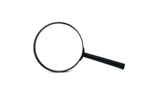 Black magnifying glass isolated on a white background photo