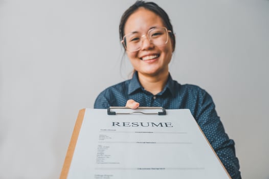 Asian young holding resume applying to apply for a job photo