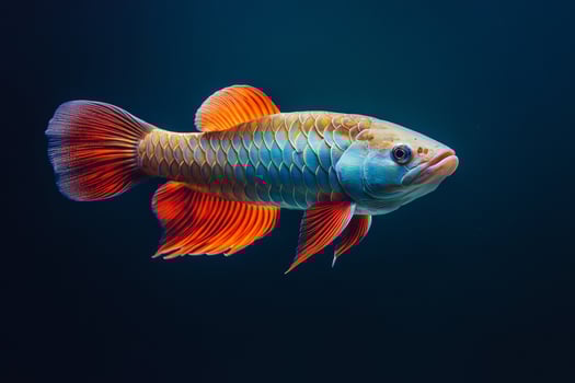 A red and orange fish swimming in the water photo