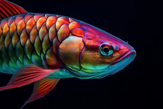 A colorful fish with a black background photo