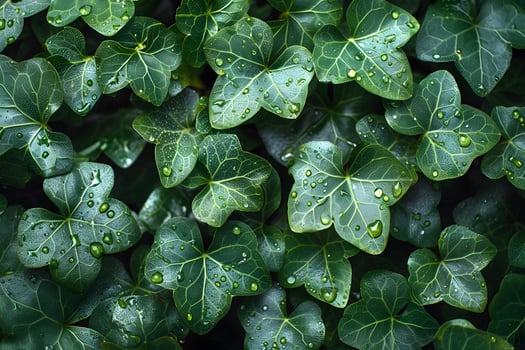 Fresh Green Ivy Leaves with Dewdrops - Nature Concept for Posters and Designs photo