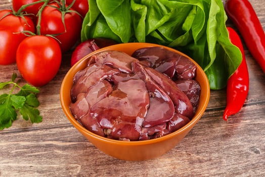 Raw chicken liver for cooking photo