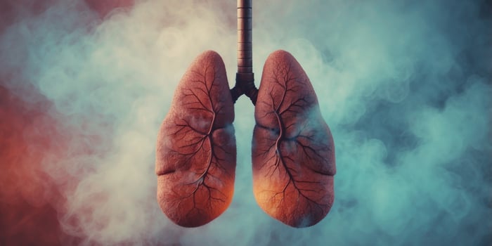 Stylized Lungs with Smoke Depicting Pollution and Respiratory Health Risks. photo