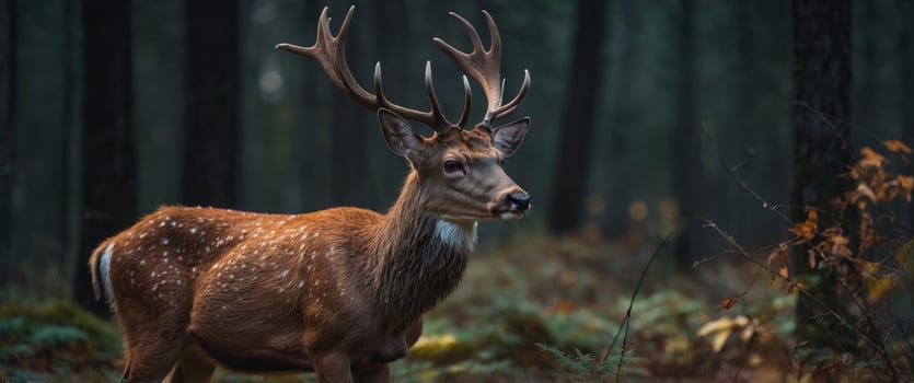 A deer standing in the middle of a forest. photo