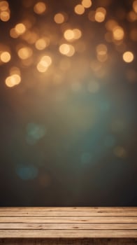 Empty wooden table in front of a blurred brown background perfect for product display advertising or design mockup. photo