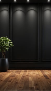 modern luxury black wall wood molding panels room background. photo