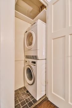 A washer and dryer in a small closet photo