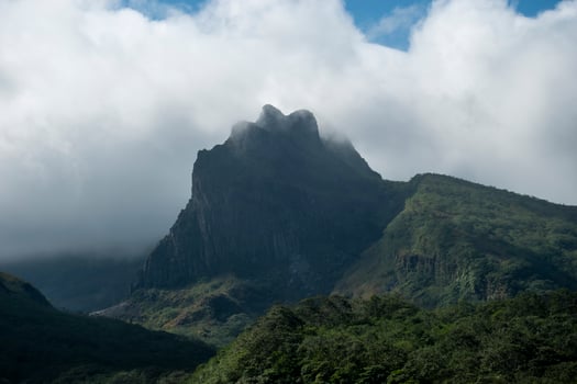 Beautiful view of Mount Kelud under the cloudy sky, one of the active volcanoes in East Java, Indonesia. photo