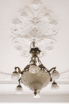 A chandelier hanging from a ceiling photo
