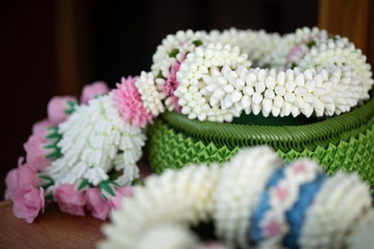 White handmade Jasmine garland for mother's day. Thai traditional. photo